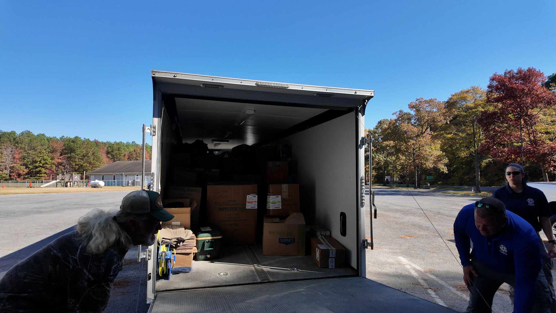 Trailer loaded with Hurricane Relief donations in Georgetown